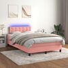 vidaXL Boxspring met matras en LED fluweel roze 120x200 cm