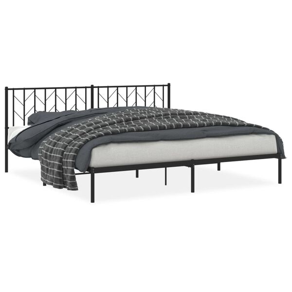 vidaXL Bedframe met hoofdbord metaal zwart 200x200 cm