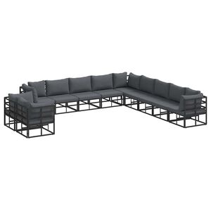vidaXL Tuinbankenset 11 st Zwart Aluminium