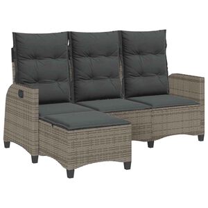 vidaXL Verstelbare tuinbank met kussens L-vormig poly rattan grijs