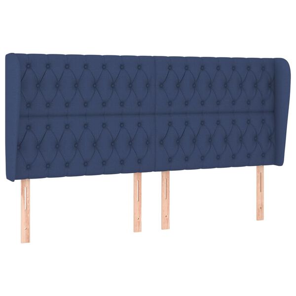 vidaXL Hoofdbord met randen 183x23x118/128 cm stof blauw