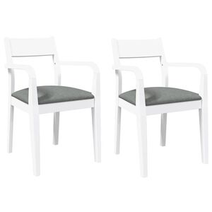 vidaXL Eetkamerstoelen met kussens 2 st massief hout rubber wit
