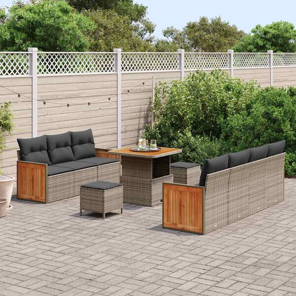 vidaXL Tuinbankenset met kussen 13 pcs Grijs poly rattan
