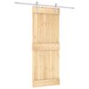 vidaXL Schuifdeur Natuurlijk en Wit 80 x 210 cm Massief Grenenhout