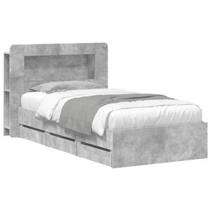 vidaXL Bedframe met opslag Betongrijs 75 x 190 cm Bewerkt hout