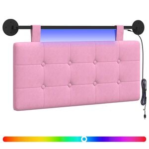vidaXL Hangend hoofdbord Met LED-verlichting Roze Stof
