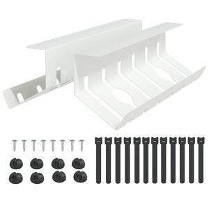 vidaXL Kabelgoot voor onder bureau 2 st Wit 44 x 11,5 x 13,5 cm Staal