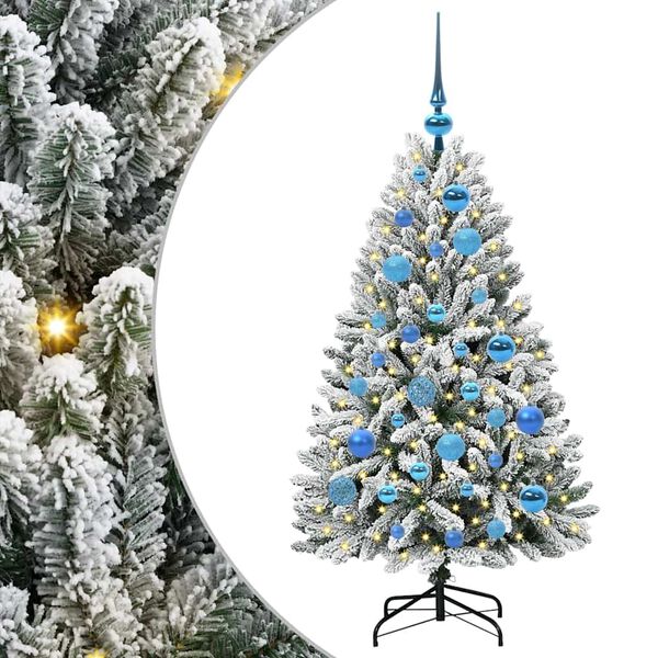 vidaXL Kunstkerstboom met 150 LED Groen en Wit 120 cm PVC en Metaal