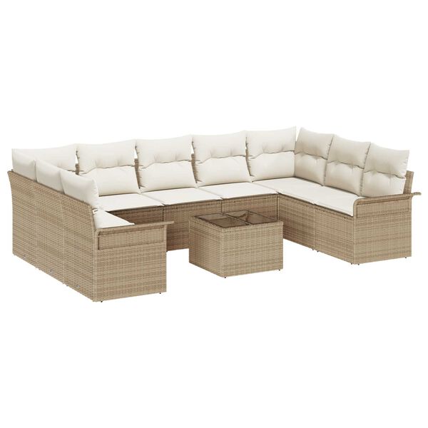 vidaXL Tuin Sofa Set met opslag 10 pcs Bruin poly rattan