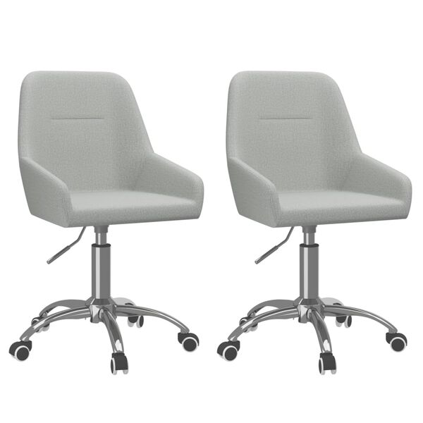 vidaXL Eetkamerstoelen draaibaar 2 st stof lichtgrijs