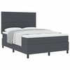 vidaXL Boxspringbed Donkergrijs en Wit 160 x 200 cm Katoen Stof