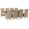 vidaXL 9-delige Tuinset met kussens poly rattan beige