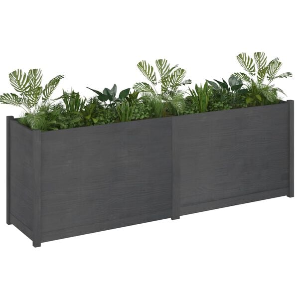 vidaXL Plantenbak 200x50x70 cm massief grenenhout grijs