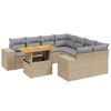 vidaXL 9-delige Loungeset met kussens poly rattan beige