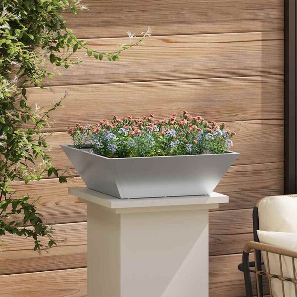 vidaXL Tuin Bloempot Zilver 50 x 50 x 15 cm Gegalvaniseerd staal