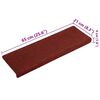 vidaXL Trapmatten Zelfklevend 15 stuks 65x21x4 cm Bordeaux Rood Rechthoekige Rand