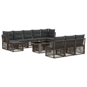 vidaXL Tuinbankenset 11 st Grijs poly rattan