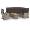 vidaXL 3-delige Loungeset met kussens poly rattan grijs