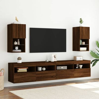 vidaXL Tv-meubel met LED-verlichting 30,5x30x60 cm bruin eikenkleur