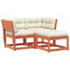 vidaXL 3-delige Loungeset met kussens massief grenenhout wasbruin