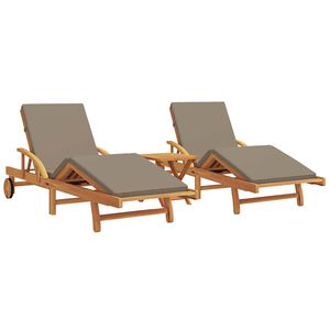 vidaXL Ligstoel 3 st Massief Acaciahout Taupe