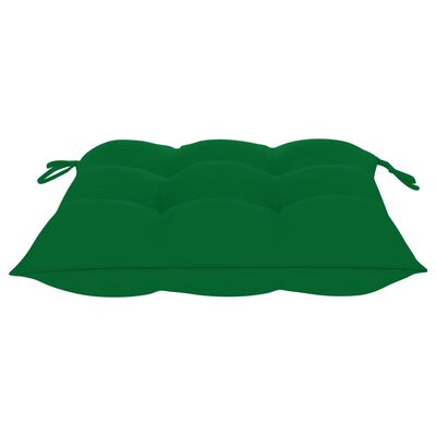 vidaXL Tuinstoelen 3 st met groene kussens massief teakhout