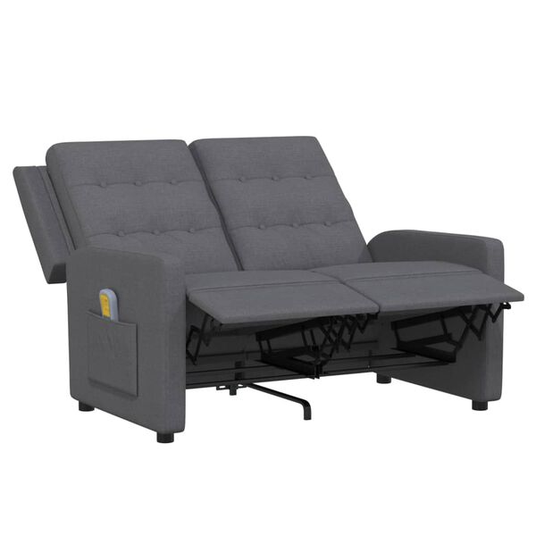 vidaXL Massagestoel 2-zits verstelbaar stof lichtgrijs