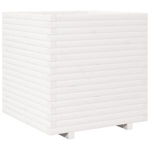 vidaXL Plantenbak 70x70x72 cm massief grenenhout wit