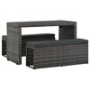 vidaXL 3-delige Tuinset met kussens poly rattan grijs