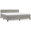 vidaXL Boxspring met matras fluweel lichtgrijs 200x200 cm