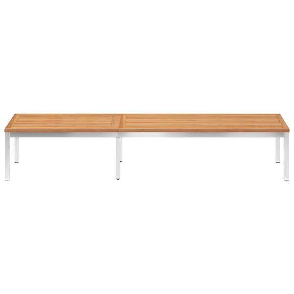 vidaXL Ligbed met kussen massief teakhout en roestvrij staal