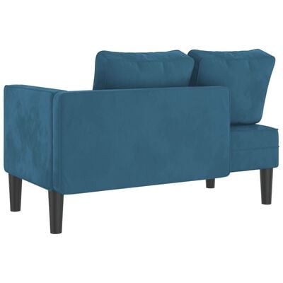 vidaXL Chaise longue met kussens fluweel blauw