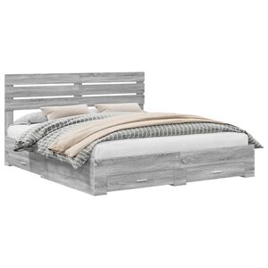vidaXL Bedframe met lade met hoofdeinde met opslag Bewerkt hout