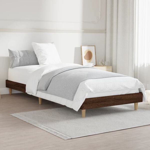 vidaXL Bedframe zonder matras bewerkt hout bruin eikenkleur 75x190 cm