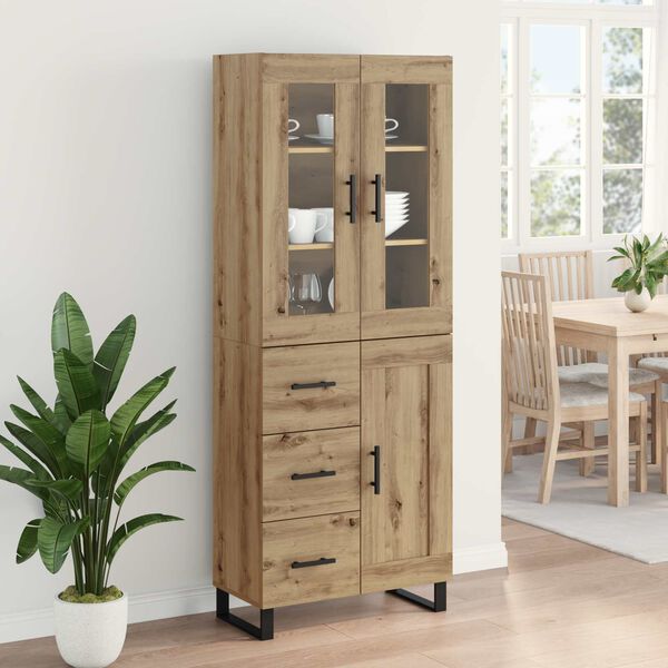 vidaXL Hoge kast met lade 2 pcs Artisan Eiken Bewerkt hout