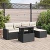 vidaXL 6-delige Loungeset met kussens poly rattan zwart