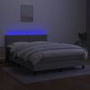 vidaXL Boxspring met matras en LED stof lichtgrijs 140x190 cm