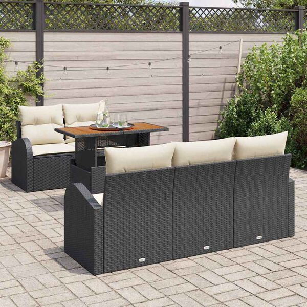 vidaXL Tuin Sofa Set met kussen 6 pcs Zwart en cr&egrave;me