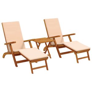 vidaXL Ligstoelkentingen en opvouwbare zonnebader 3 pcs Beige