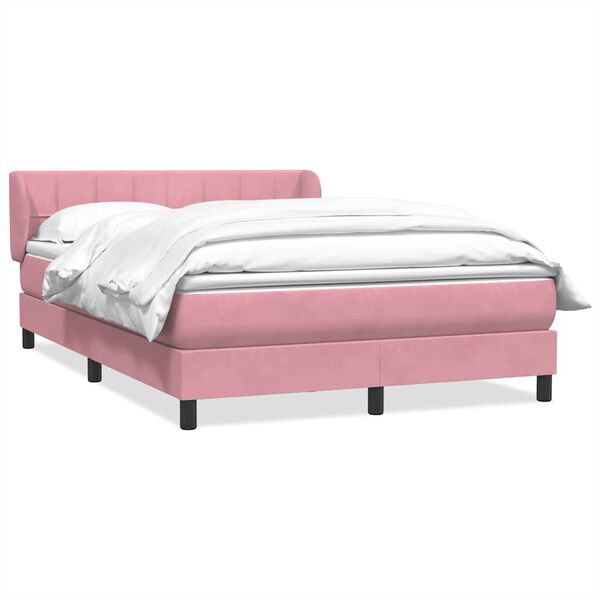 vidaXL Boxspring met matras fluweel roze 140x210 cm