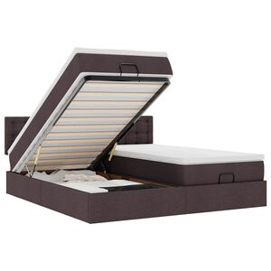 vidaXL Ottoman bed met matrassen en LED's 160x200cm stof donkerbruin