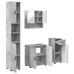 vidaXL Badkamermeubelset 4 pcs Beton Grijs Bewerkt hout & Metaal