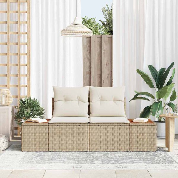 vidaXL Tuinbank Beige 184 x 62 x 85cm poly rattan