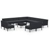 vidaXL 14-delige Loungeset met kussens poly rattan zwart