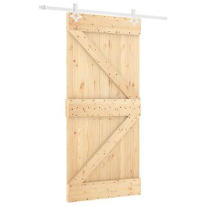 vidaXL Schuifdeur 100 x 210 cm Massief grenenhout Natuurlijk en Wit