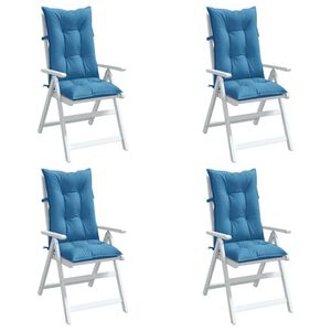 vidaXL Stoelkussens 4 st hoge rug 120x50x7 cm stof gem&ecirc;leerd blauw