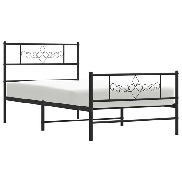 vidaXL Bedframe met hoofd- en voeteneinde metaal zwart 75x190 cm