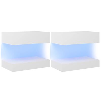 vidaXL Nachtkastjes 2 st LED 60x35 cm bewerkt hout wit