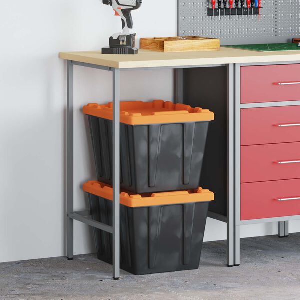 vidaXL Werk kast met lade 2 pcs Rood en Grijs 100 x 55 x 85 cm