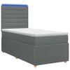vidaXL LED Boxspring Bed met Matras Donkergrijs 90 x 190 cm Stof